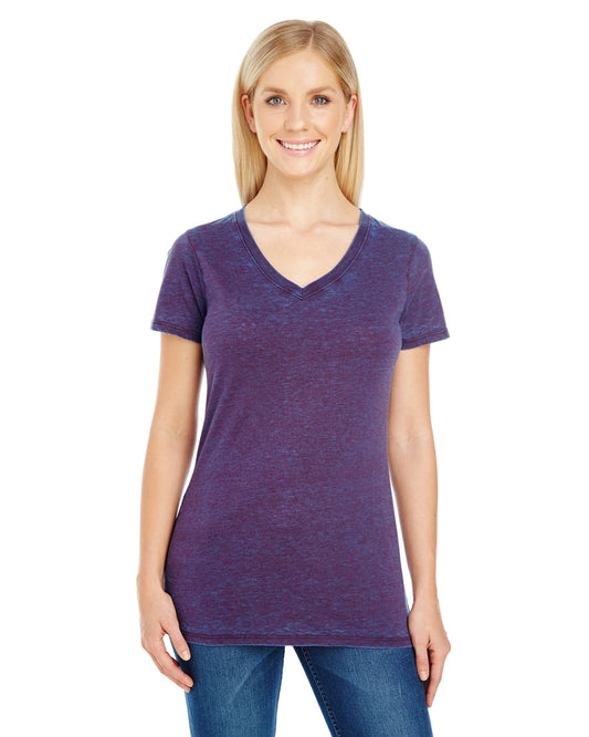 Women's Cross Dye Short-Sleeve V-Neck T-Shirt - Berry