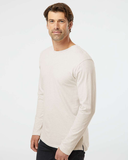 Forward Shoulder Long Sleeve Fine Jersey Tee - Natural Heather / Titanium