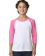 Next Level 3352 - Youth CVC 3/4-Sleeve Raglan - Hot Pink / White