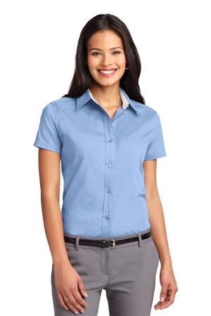 Women's Short Sleeve Easy Care Shirt - Light Blue / Light Stone