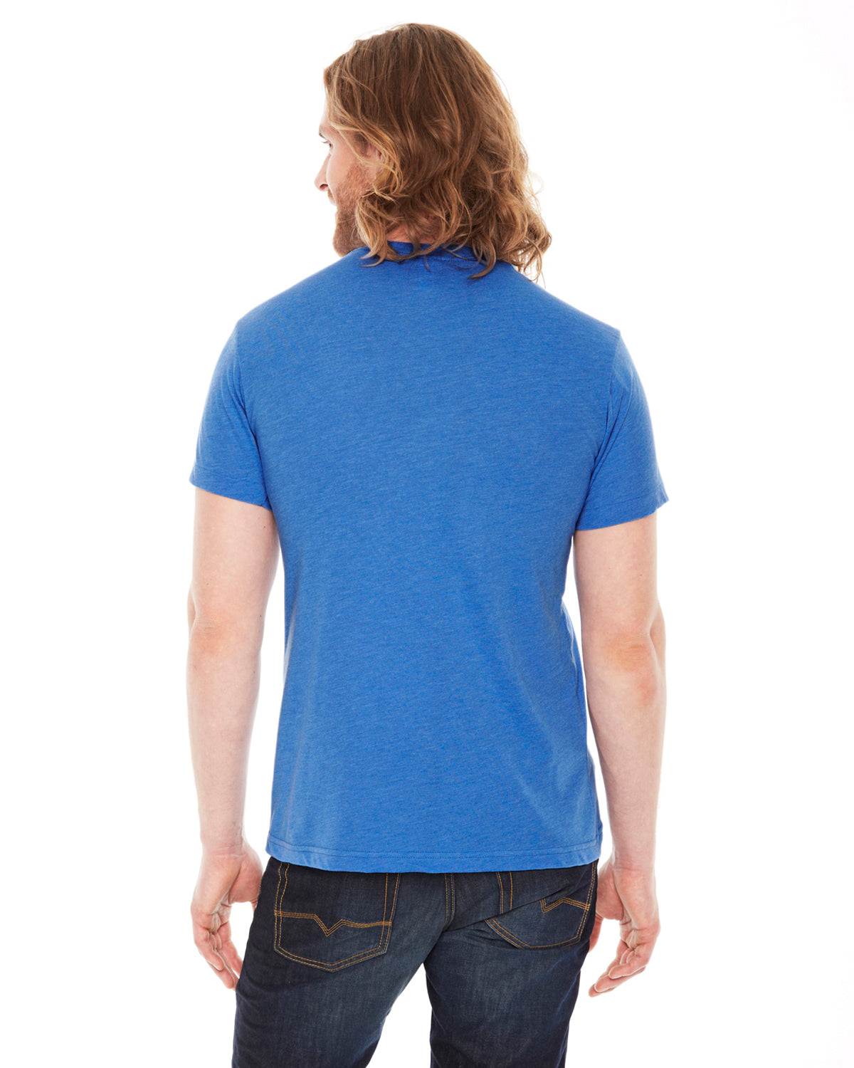 Unisex Poly-Cotton USA Made Crewneck T-Shirt - Heather Lake Blue