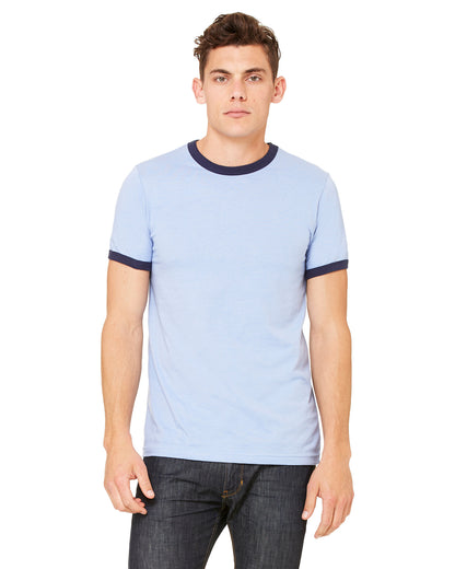 Men's Jersey Short-Sleeve Ringer T-Shirt - Heather Blue / Navy