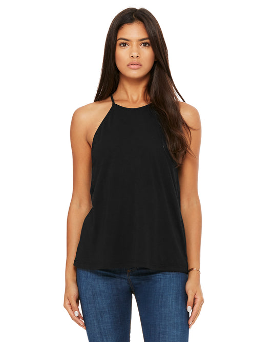 Women's Flowy High Neck Tank - Black