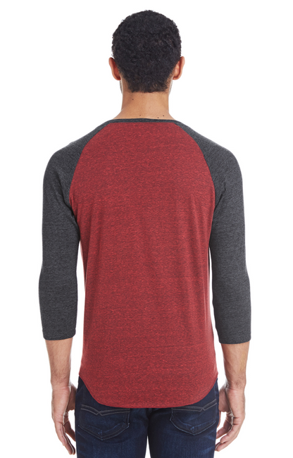 Unisex Triblend 3/4-Sleeve Raglan - Crd Black / Black Triblend
