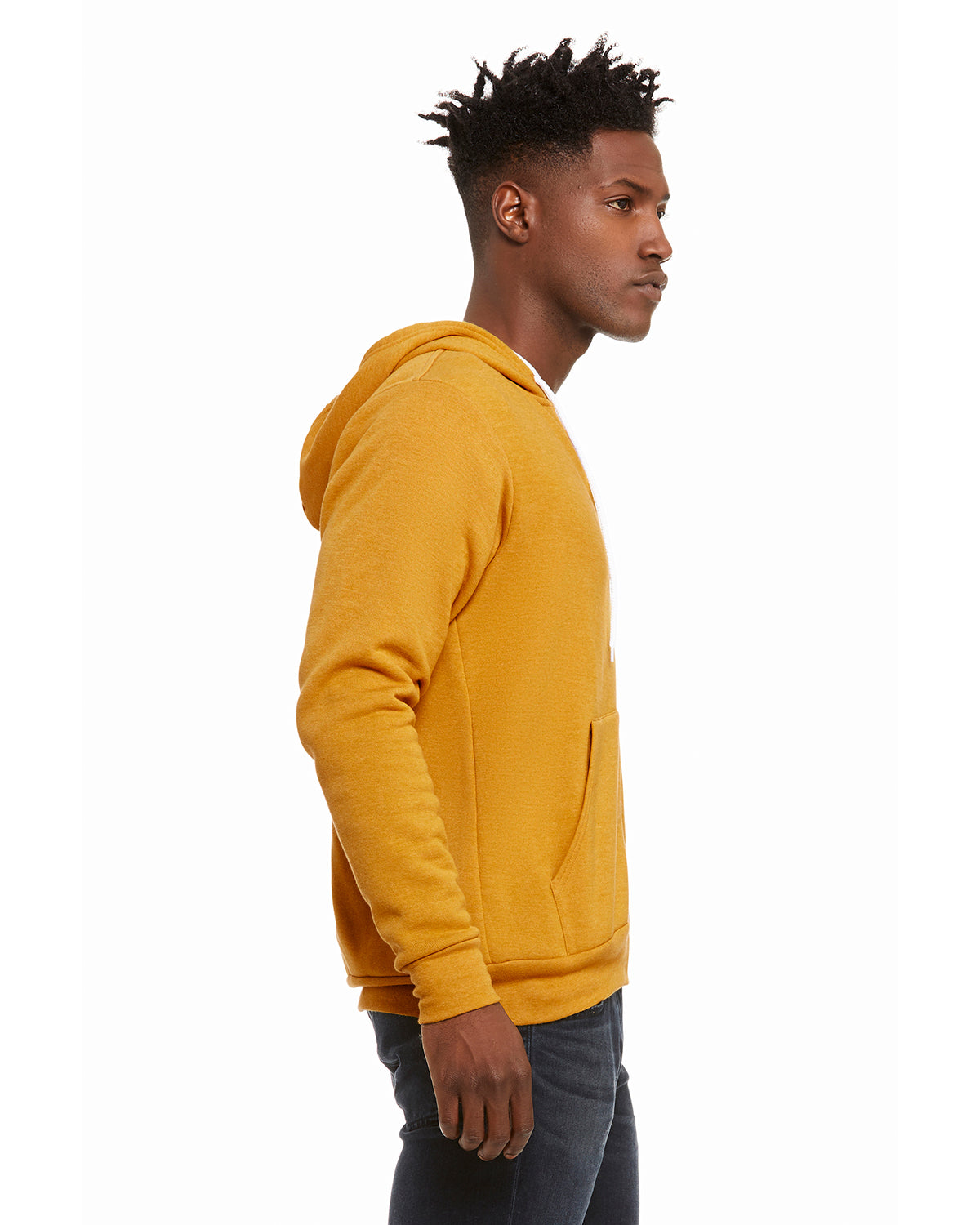 Unisex Poly-Cotton Sponge Fleece Full-Zip Hoodie - Heather Mustard
