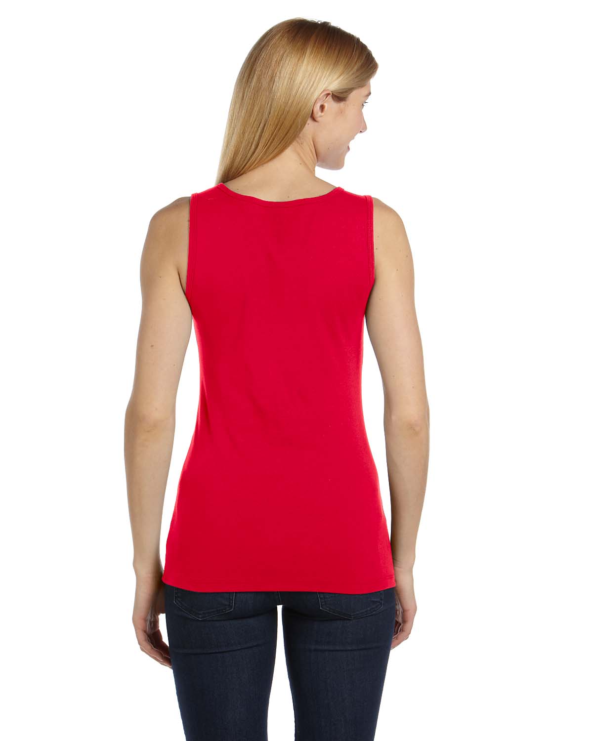 Women's Missy Widestrap Baby Rib Tank - Red