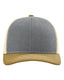 Richardson 112 - Snapback Trucker Cap - Heather Grey/ Birch/ Amber Gold
