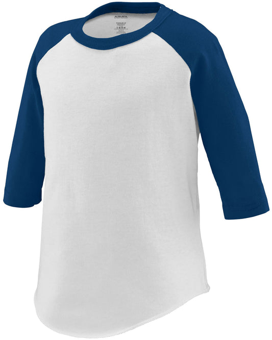 Toddler Three-Quarter Sleeve Baseball Jersey - White / Navy