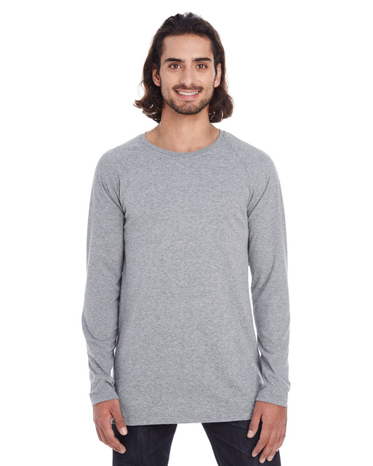 Unisex Lightweight Long & Lean Raglan Long-Sleeve T-Shirt - Heather Graphite