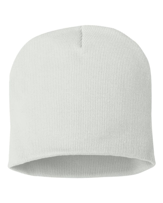 8" Knit Beanie - White