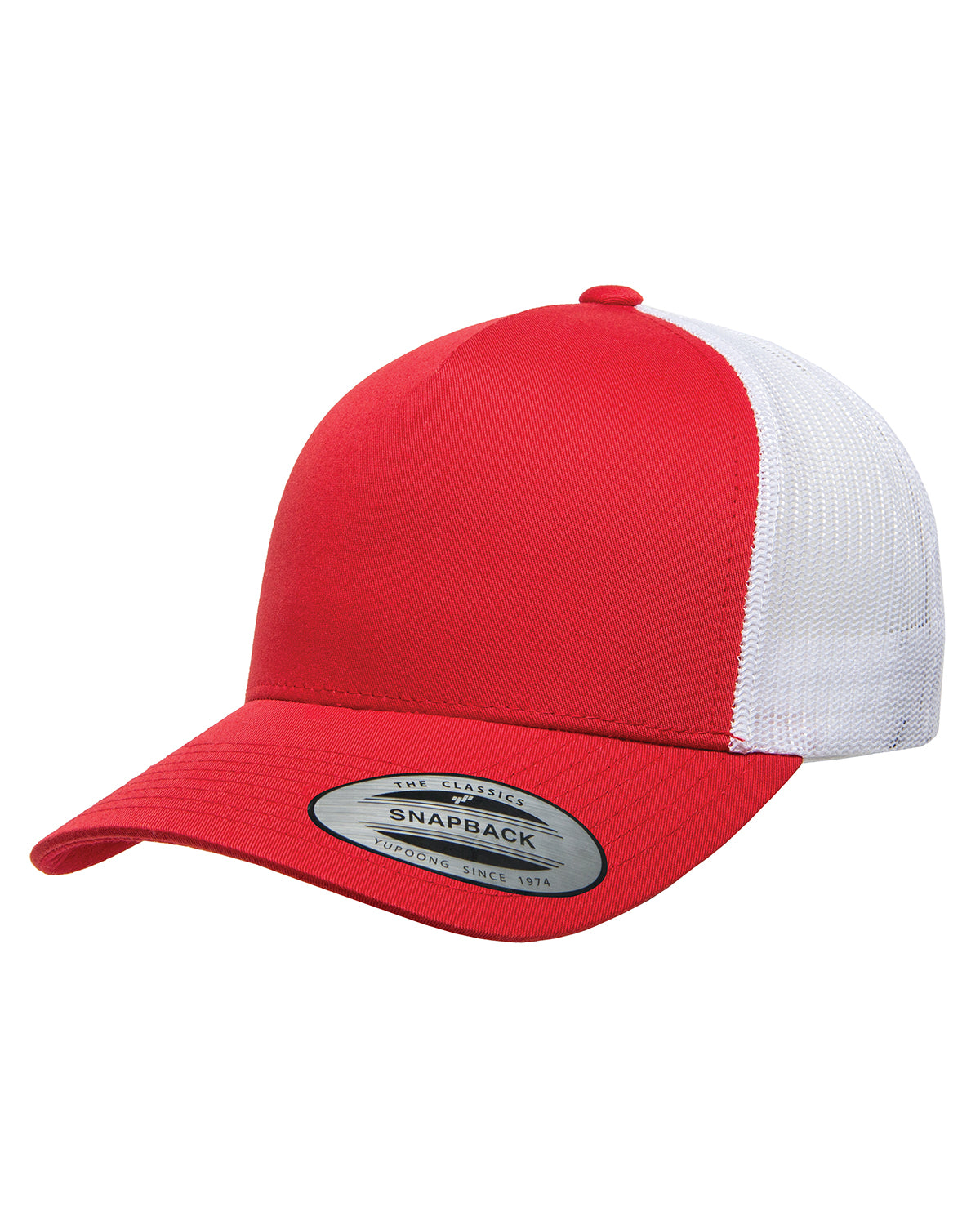 Unisex 5-Panel Retro Trucker Cap - Red / White