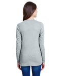 Women's Long Sleeve Fine Jersey Lace-Up T-Shirt - Vintage Heather / White