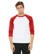 Bella + Canvas 3200 - Unisex 3/4-Sleeve Baseball T-Shirt - White / Red