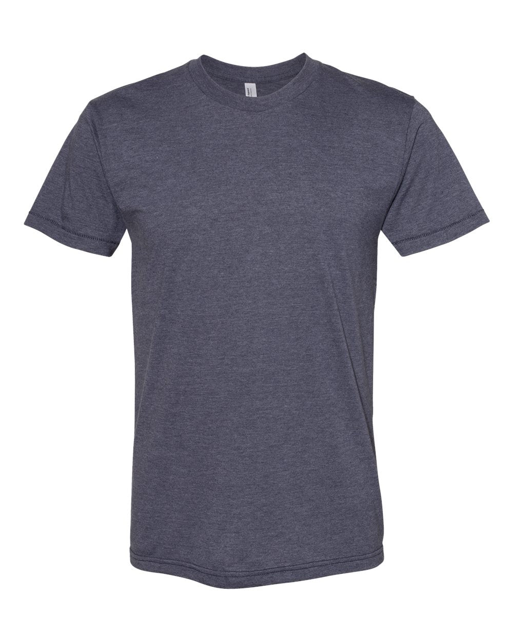 Unisex Poly-Cotton Short-Sleeve Crewneck - Heather Navy
