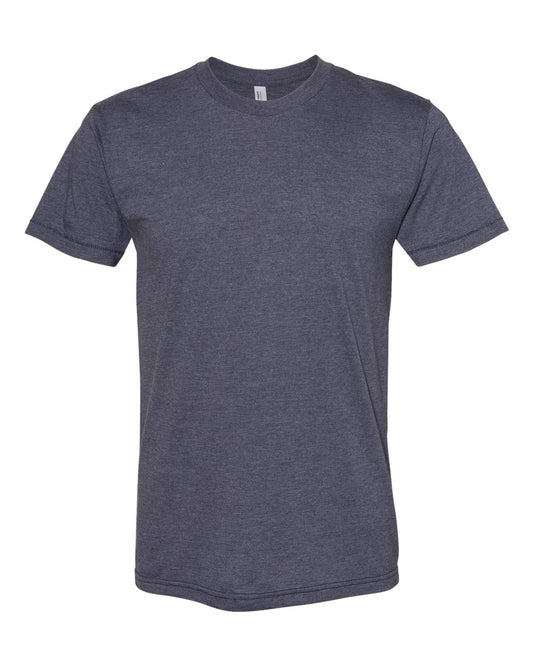 Unisex Poly-Cotton Short-Sleeve Crewneck - Heather Navy