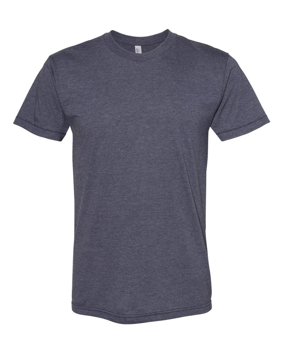 Unisex Poly-Cotton Short-Sleeve Crewneck - Heather Navy