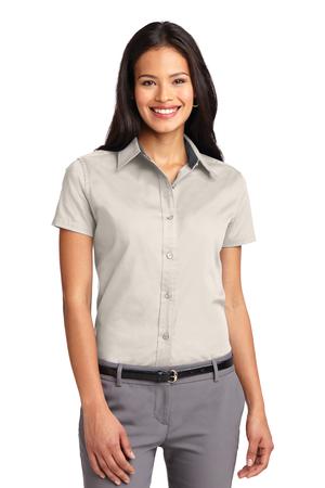 Women's Short Sleeve Easy Care Shirt - Light Stone / Cl Navy
