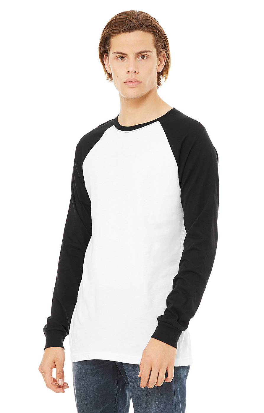 Men's Jersey Long-Sleeve Baseball T-Shirt - White / Black