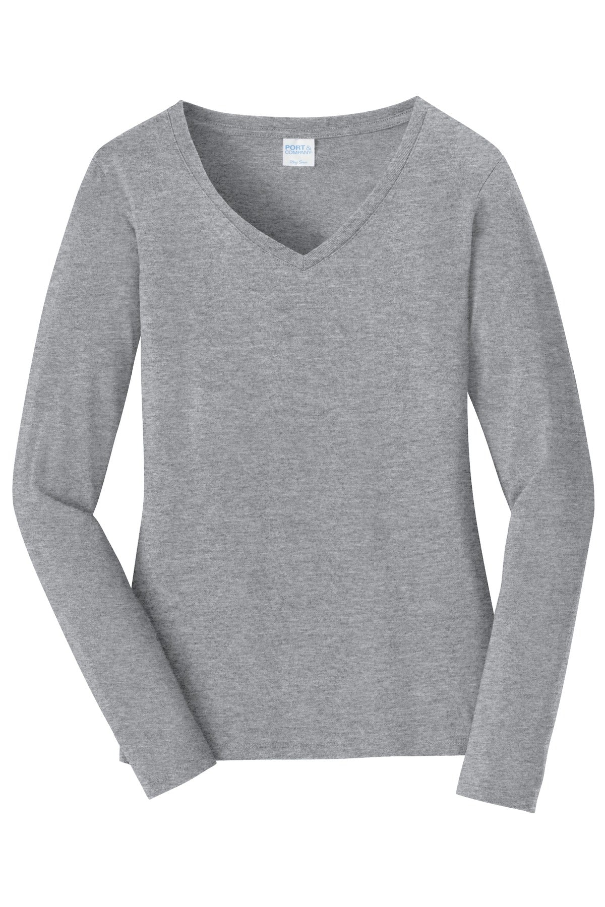 Women's Long Sleeve Fan Favorite V-Neck Tee - Athletic Heather