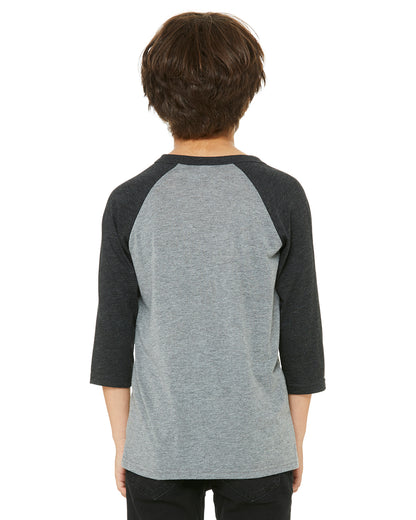 Youth 3/4-Sleeve Baseball T-Shirt - Gray / Charcoal Black Triblend