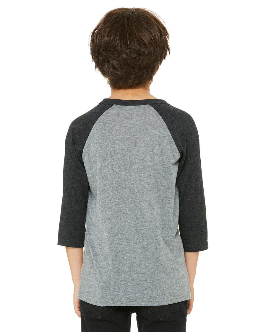 Youth 3/4-Sleeve Baseball T-Shirt - Gray / Charcoal Black Triblend