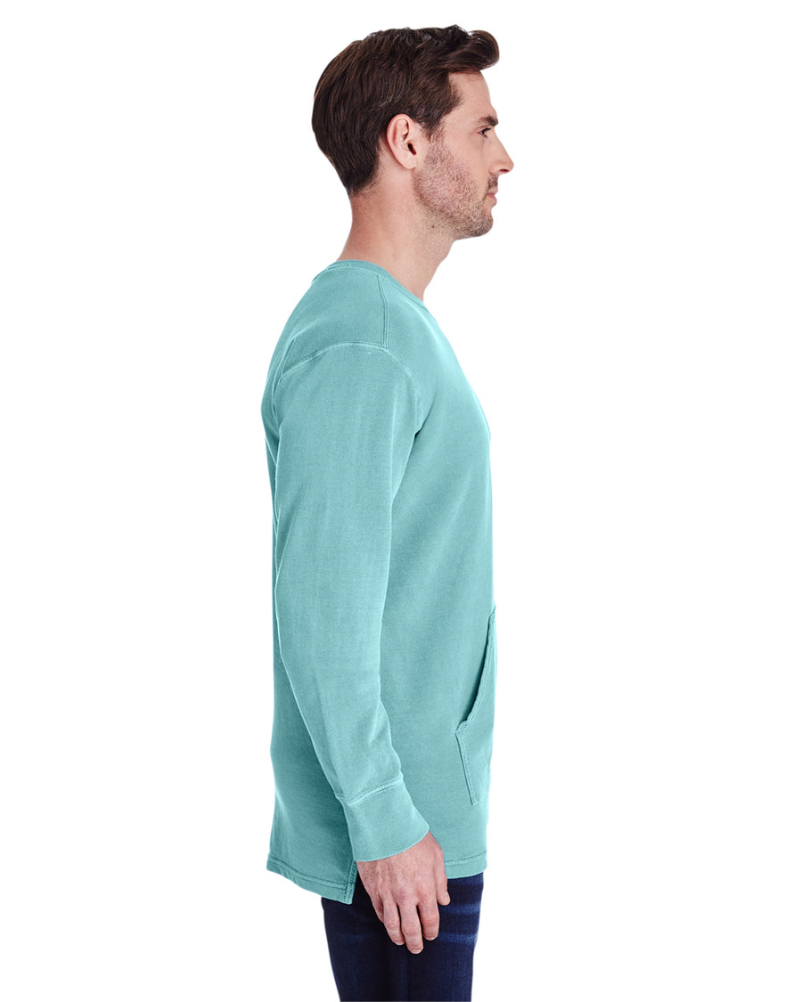 Unisex French Terry Crew With Pocket - Chalky Mint