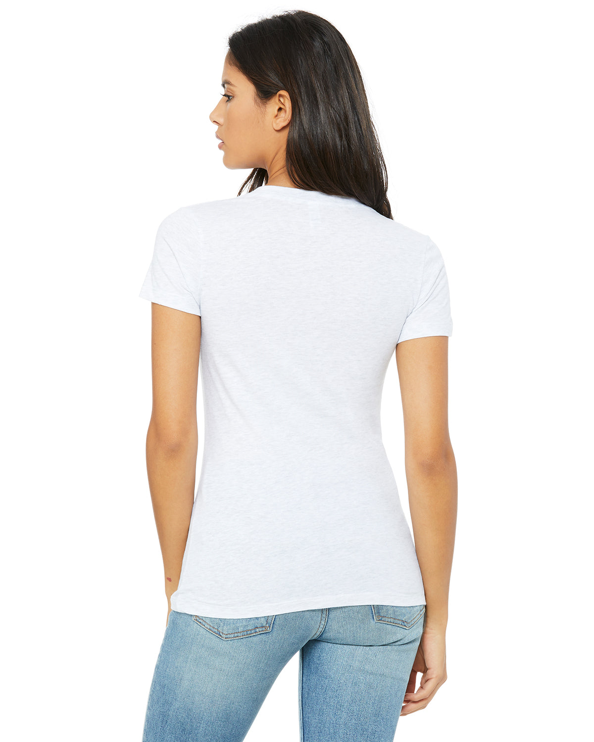 Ladies' Jersey Short-Sleeve Deep V-Neck T-Shirt - Ash