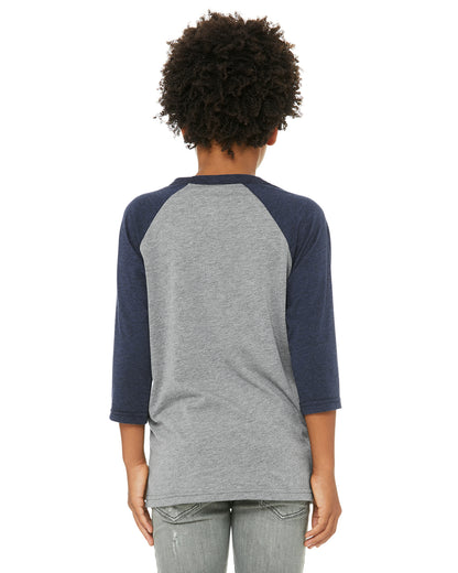Youth 3/4-Sleeve Baseball T-Shirt - Gray / Navy Triblend