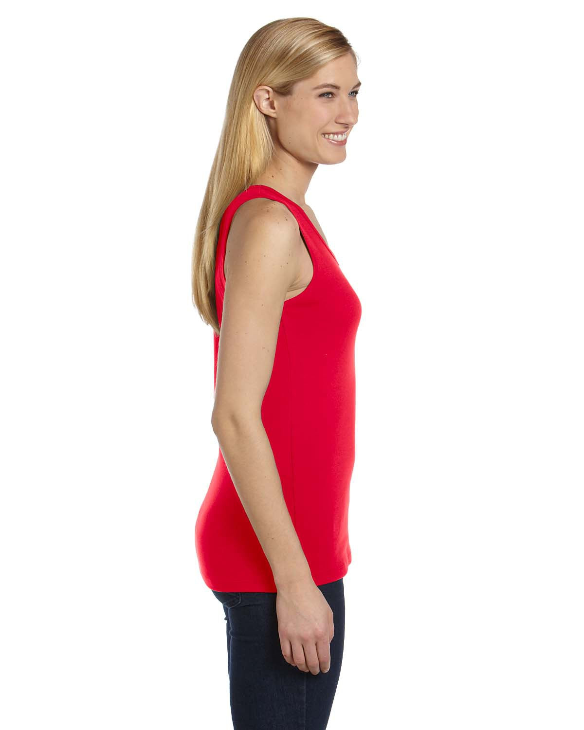 Women's Missy Widestrap Baby Rib Tank - Red