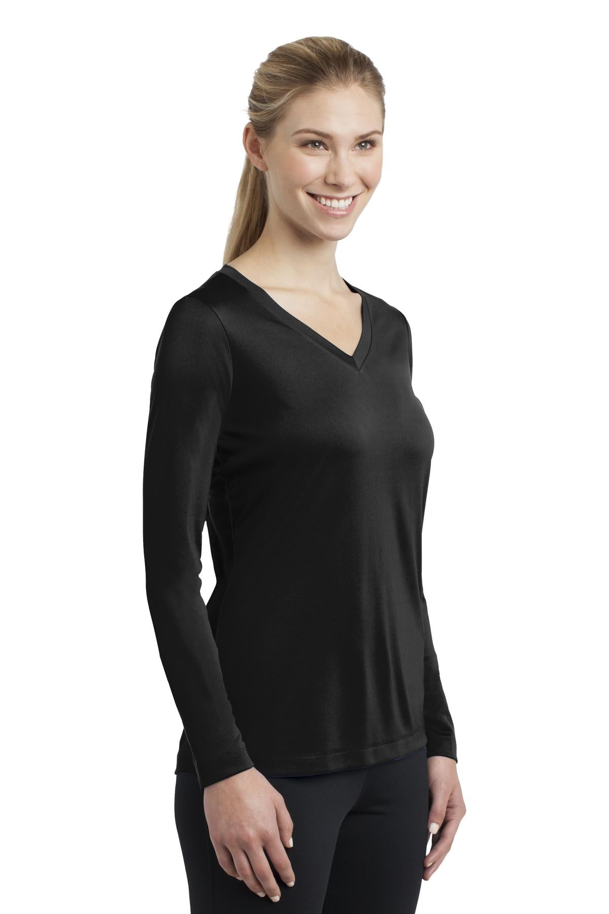 Women's Long Sleeve PosiCharge Competitor V-Neck Tee - Black