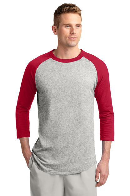 Unisex Colorblock Raglan Jersey - Heather / Gray / Red