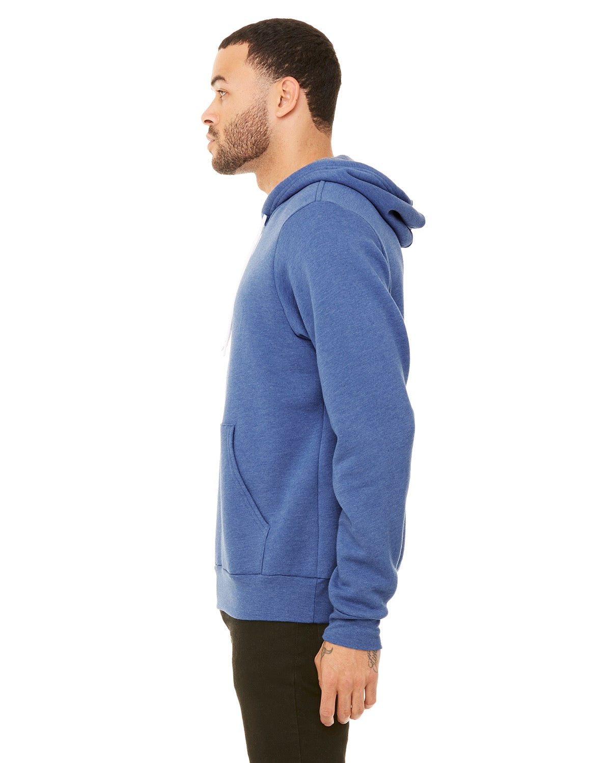 Unisex Poly-Cotton Sponge Fleece Full-Zip Hoodie - Heather True Royal