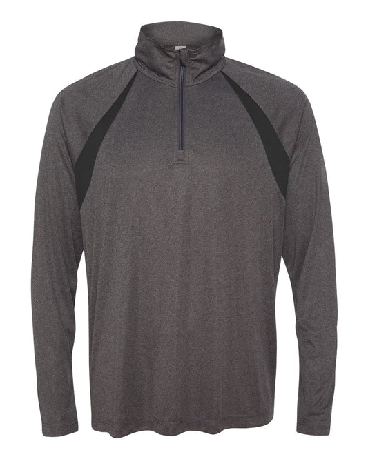 Quarter-Zip Lightweight Raglan Pullover - Dark Gray Heather / Black