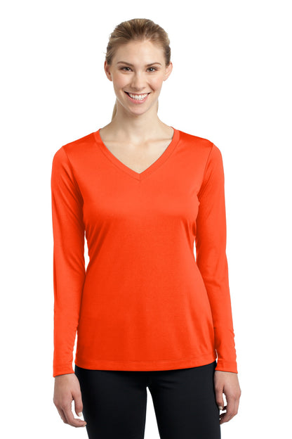 Women's Long Sleeve PosiCharge Competitor V-Neck Tee - Neon Orange