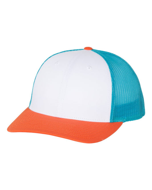 Low Pro Trucker Cap - White / Blue Hawaiin / Pale Orange