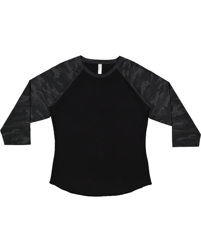 Women's Baseball T-Shirt - Black / Storm Camo