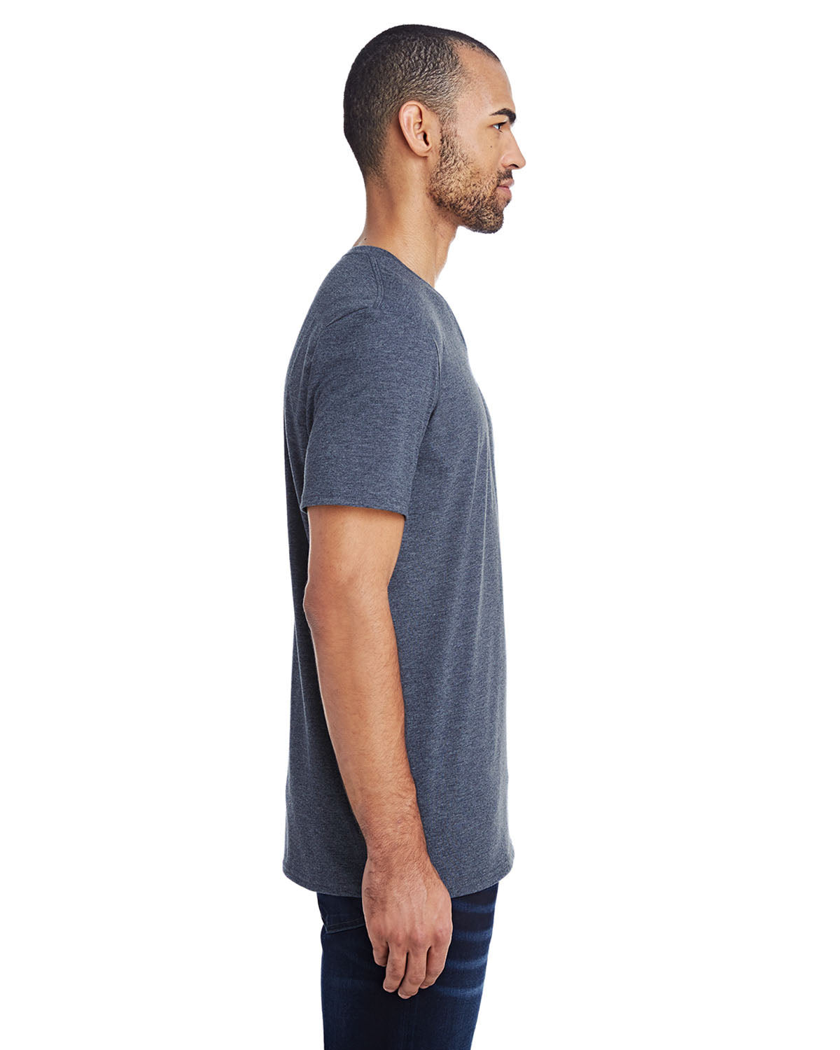 Unisex Lightweight V-Neck T-Shirt - Heather Navy