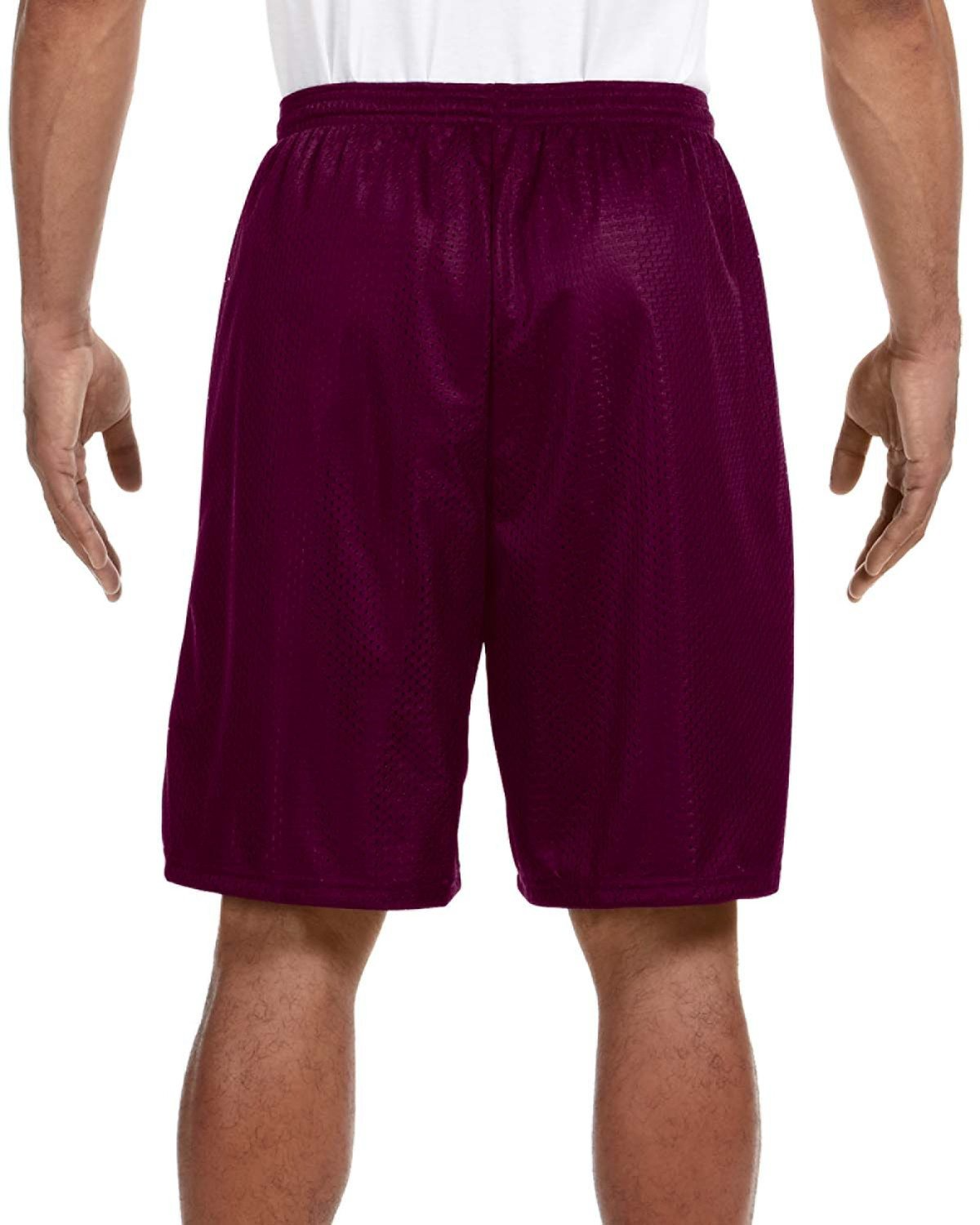 Unisex Nine Inch Inseam Mesh Short - Maroon
