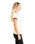 Women's Ringer T-Shirt - Natural / Maroon