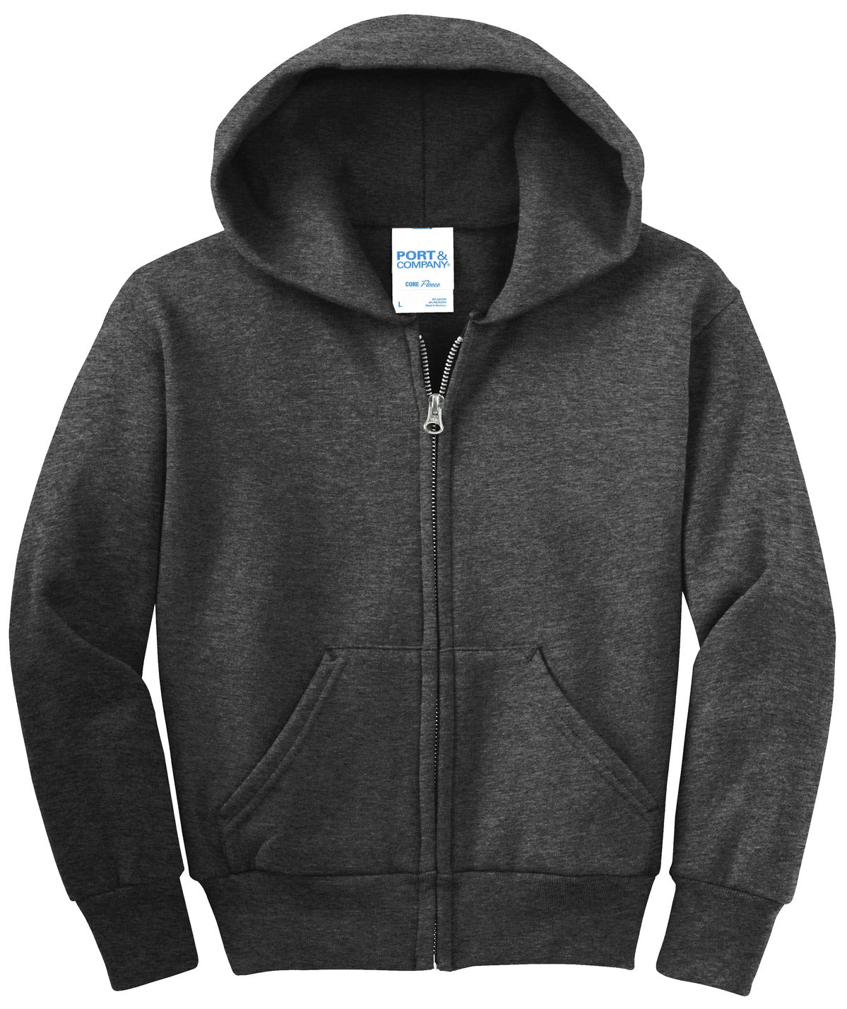 Youth Core Fleece Full-Zip Hoodie - Dark Heather Gray