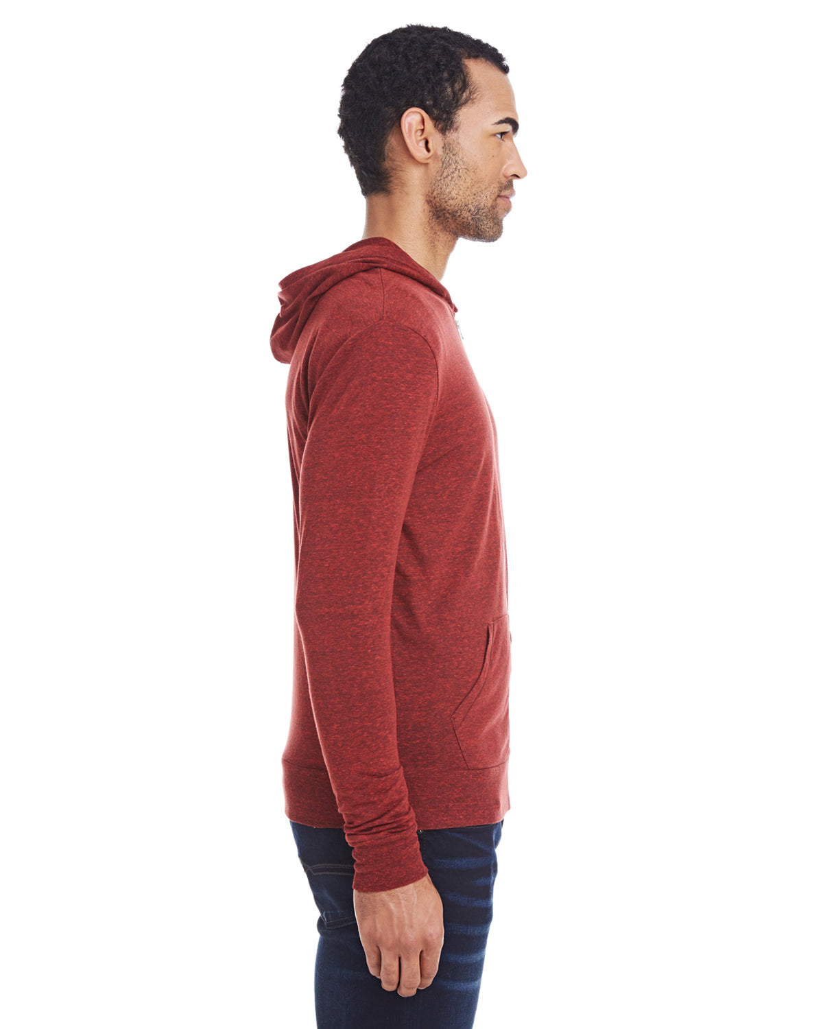 Unisex Triblend Full-Zip Light Hoodie - Card Black Triblend