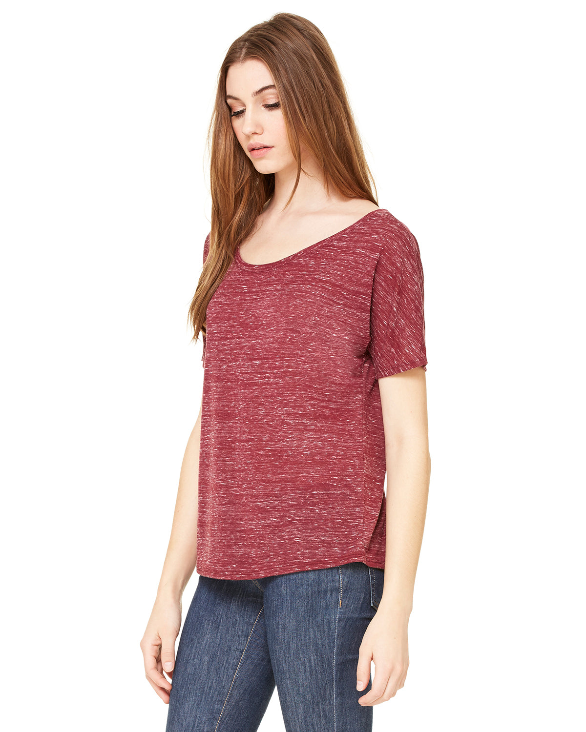 Women's Slouchy T-Shirt - Maroon Marble