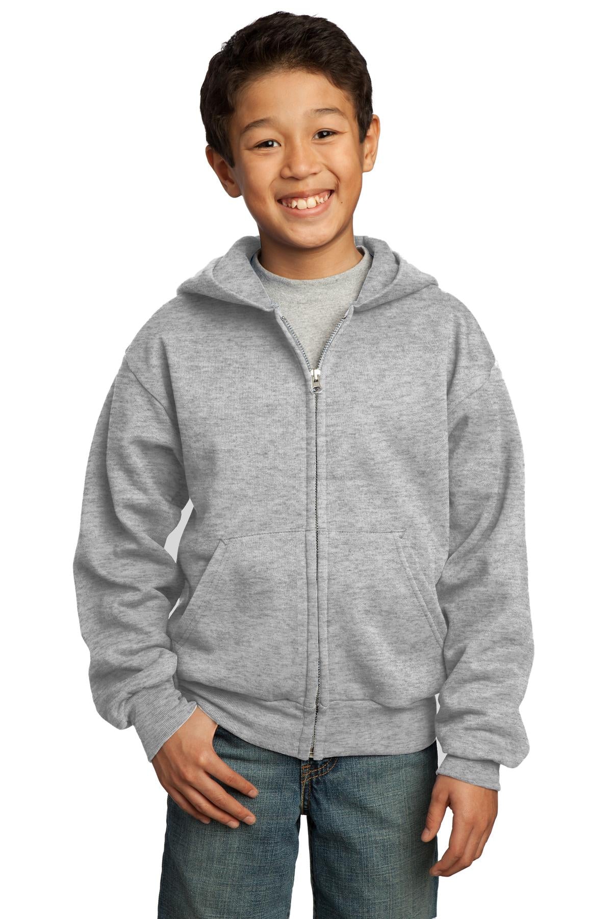 Youth Core Fleece Full-Zip Hoodie - Ash