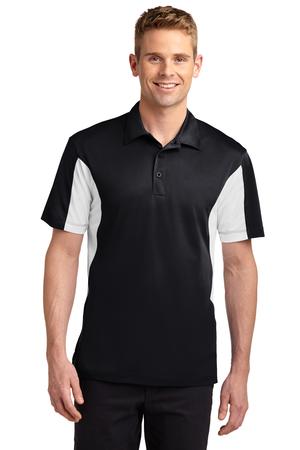 Men's Side Blocked Micropique Sport-Wick Polo - Black / White