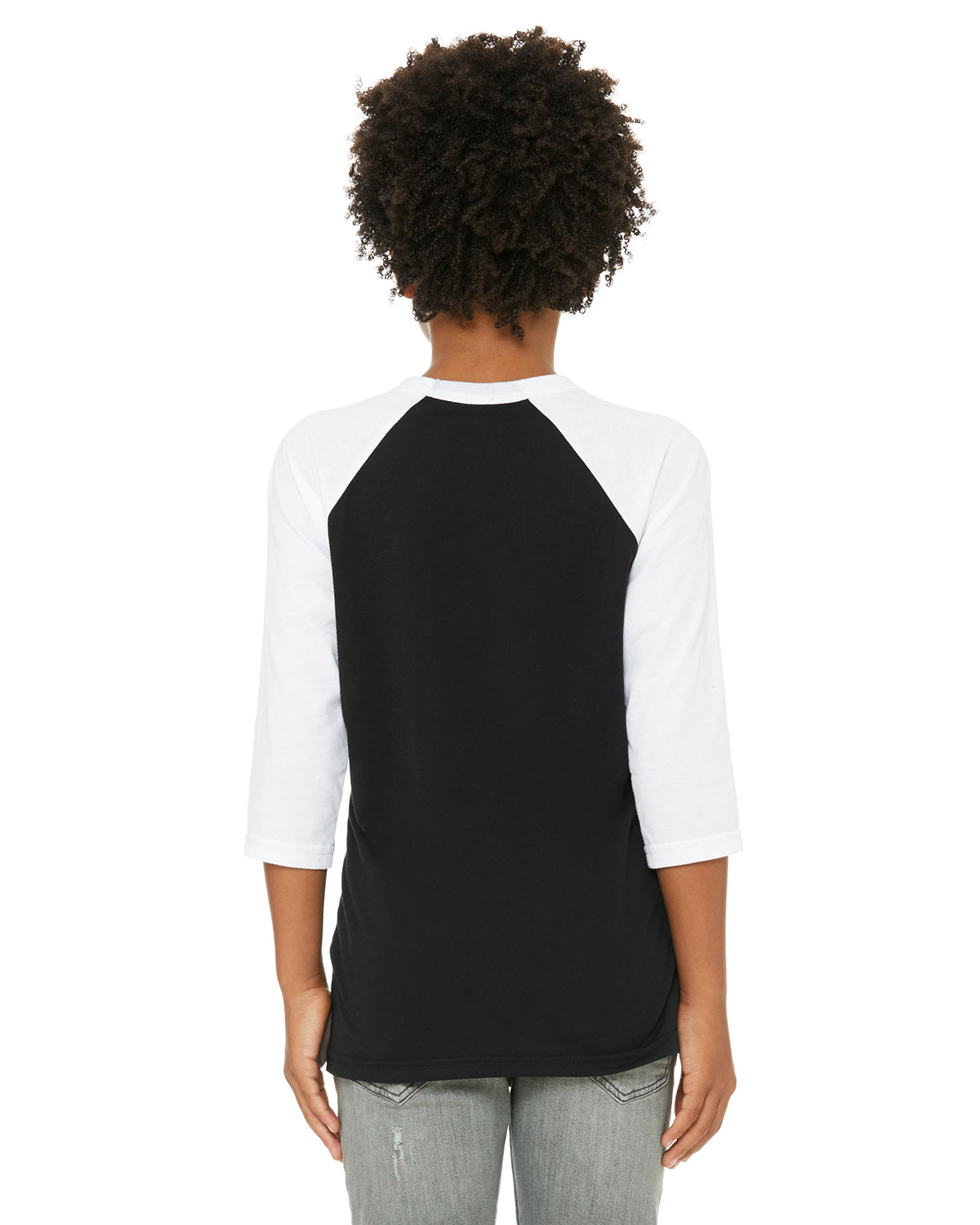Youth 3/4-Sleeve Baseball T-Shirt - Black / White