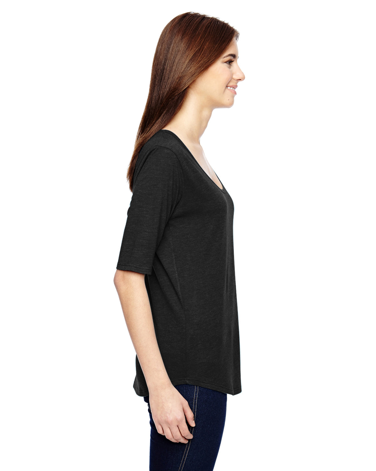 Women's Triblend Deep Scoop 1/2-Sleeve T-Shirt - Black