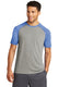 Sport-Tek ST400 - Unisex PosiCharge Tri-Blend Wicking Raglan Tee - True Royal Heather / Light Gray Heather