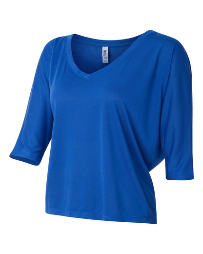 Women's Flowy Boxy Half-Sleeve V-Neck T-Shirt - True Royal