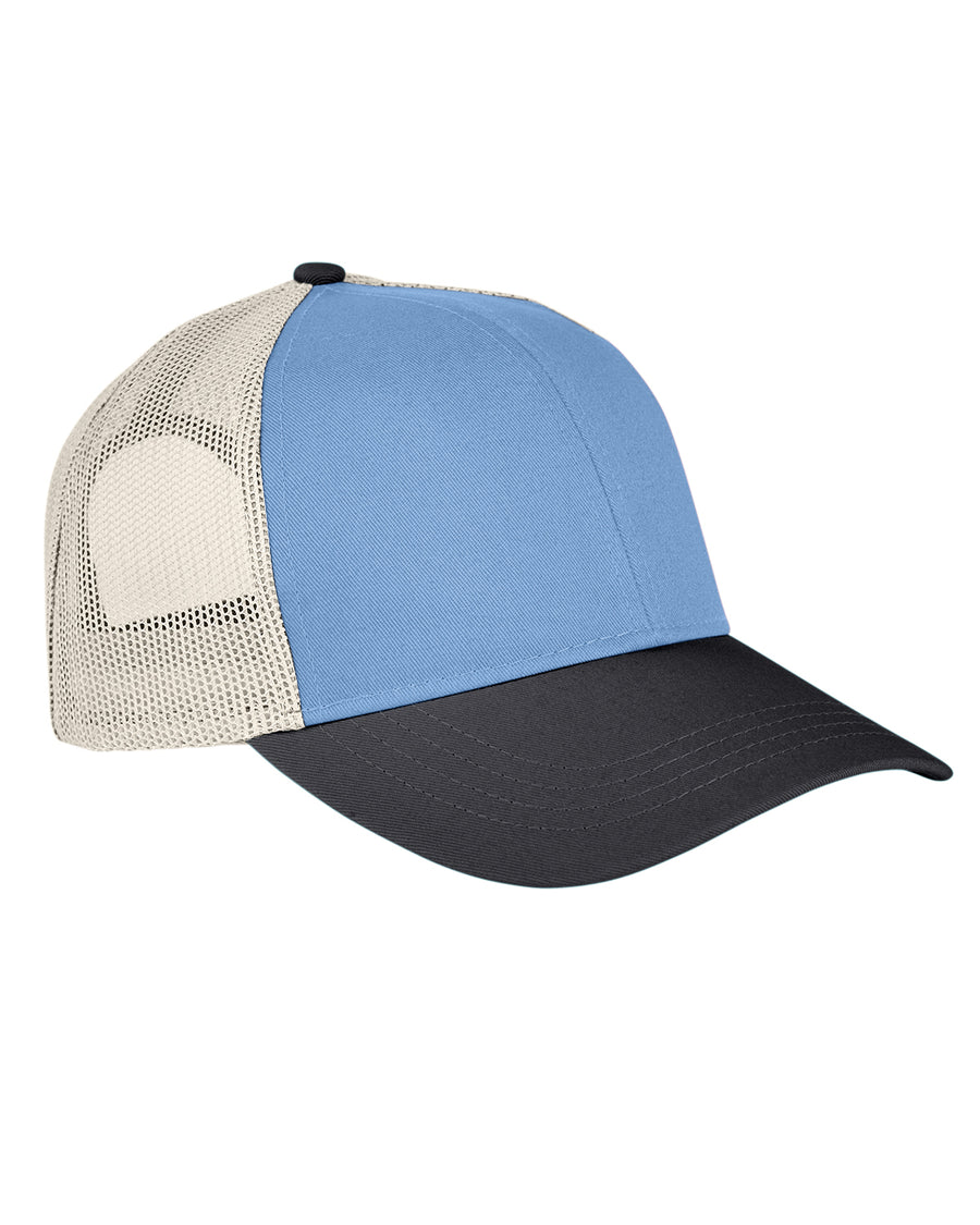 Tri-Color Trucker Cap - Indigo / Black / Khaki
