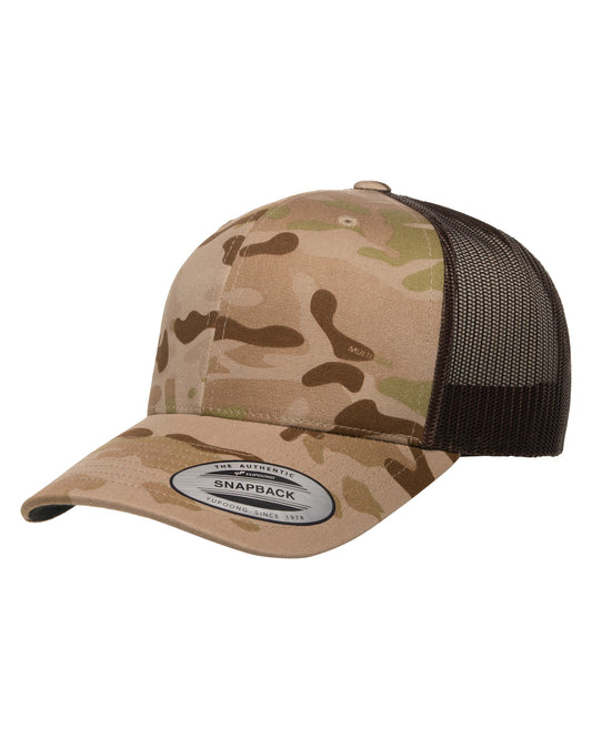 Unisex Retro Trucker Cap - Multicam Arid / Brown